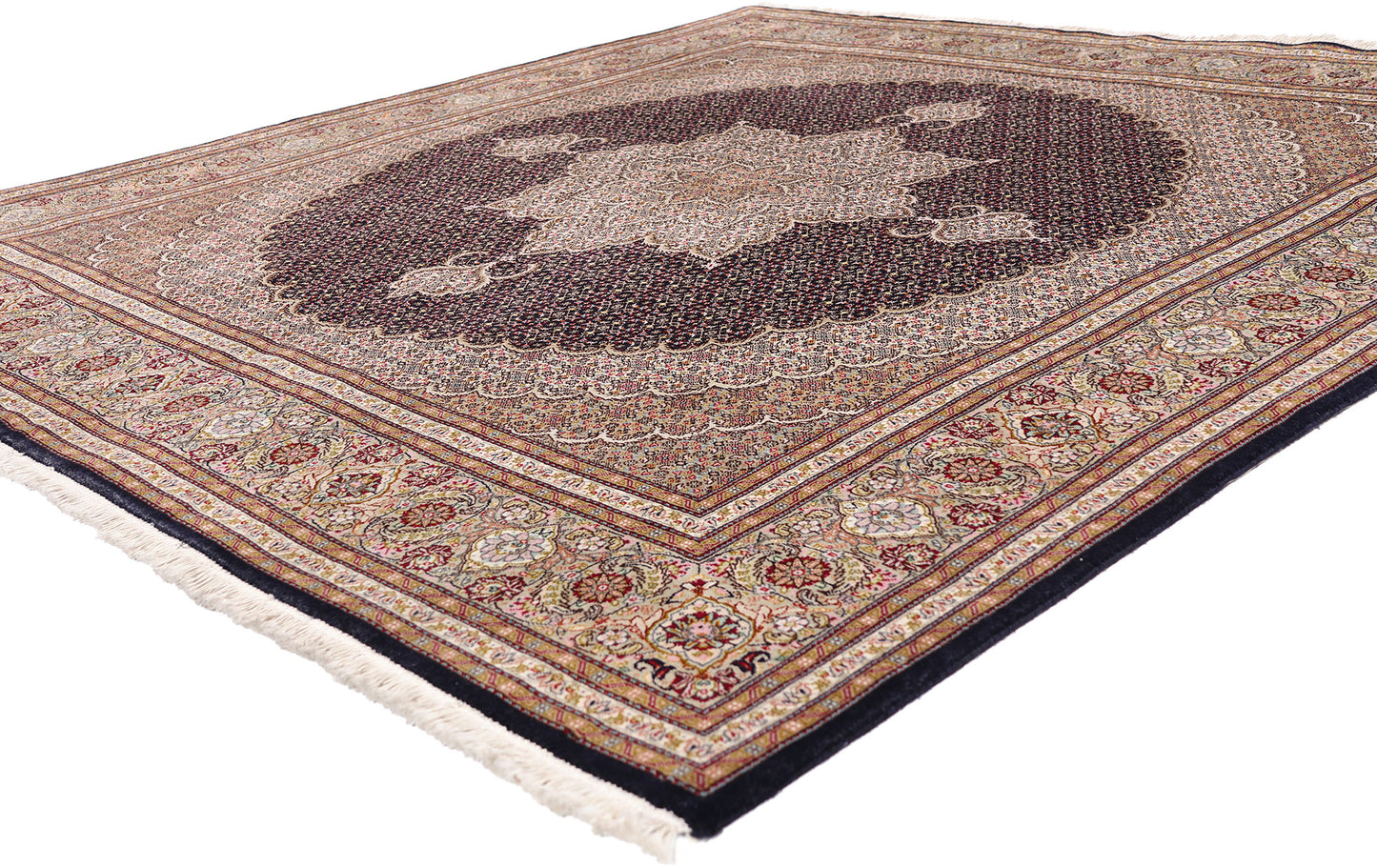 7 x 7 - Black Vintage Tabriz Rug - 79451