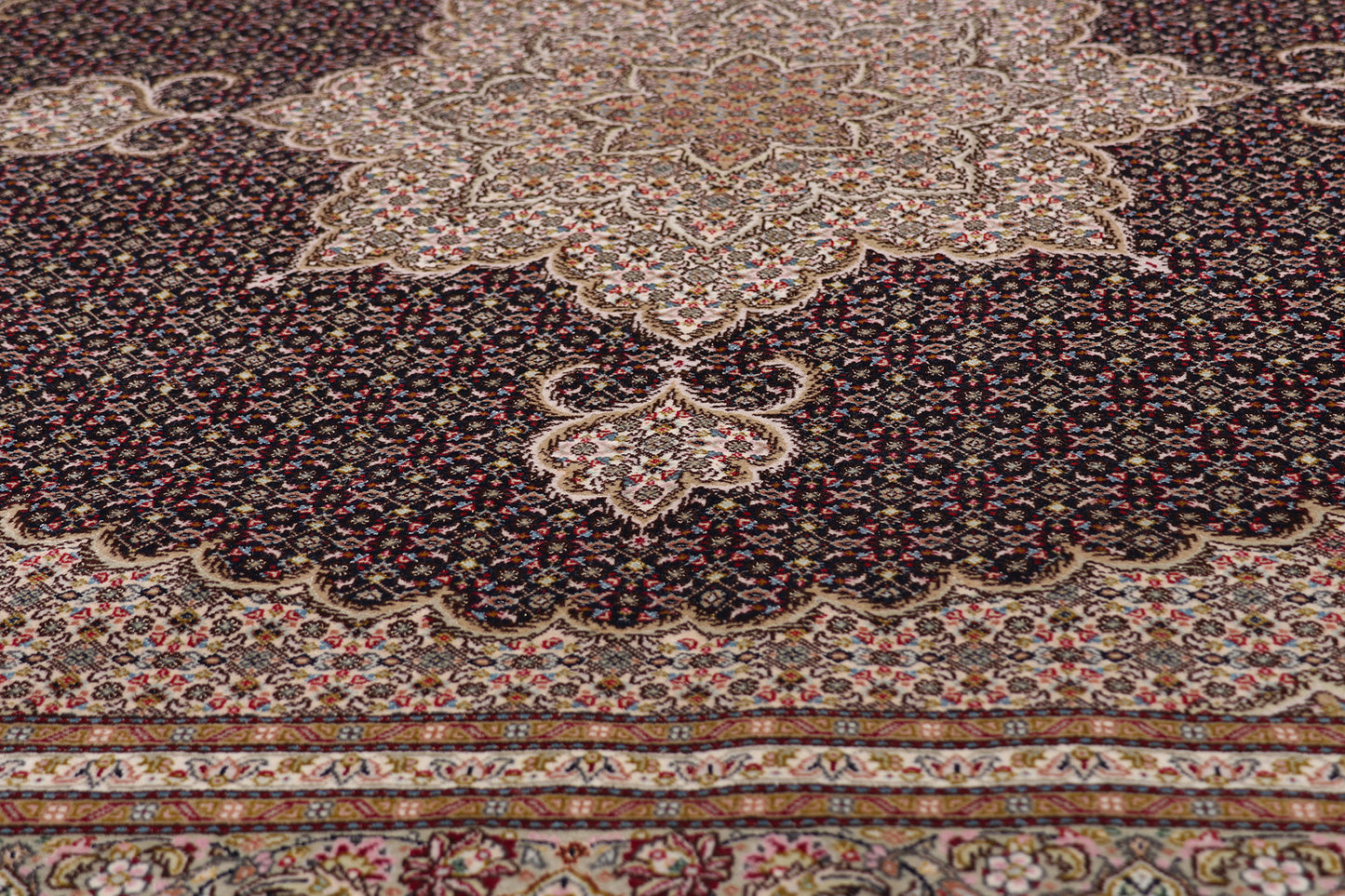 7 x 7 - Black Vintage Tabriz Rug - 79451