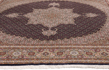 7 x 7 - Black Vintage Tabriz Rug - 79451