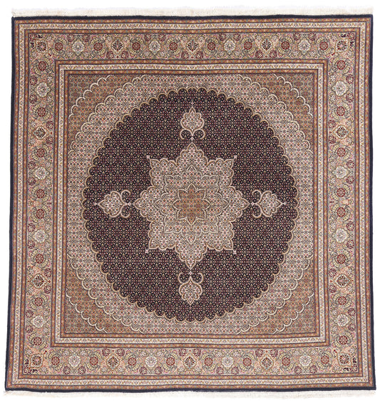 7 x 7 - Black Vintage Tabriz Rug - 79451