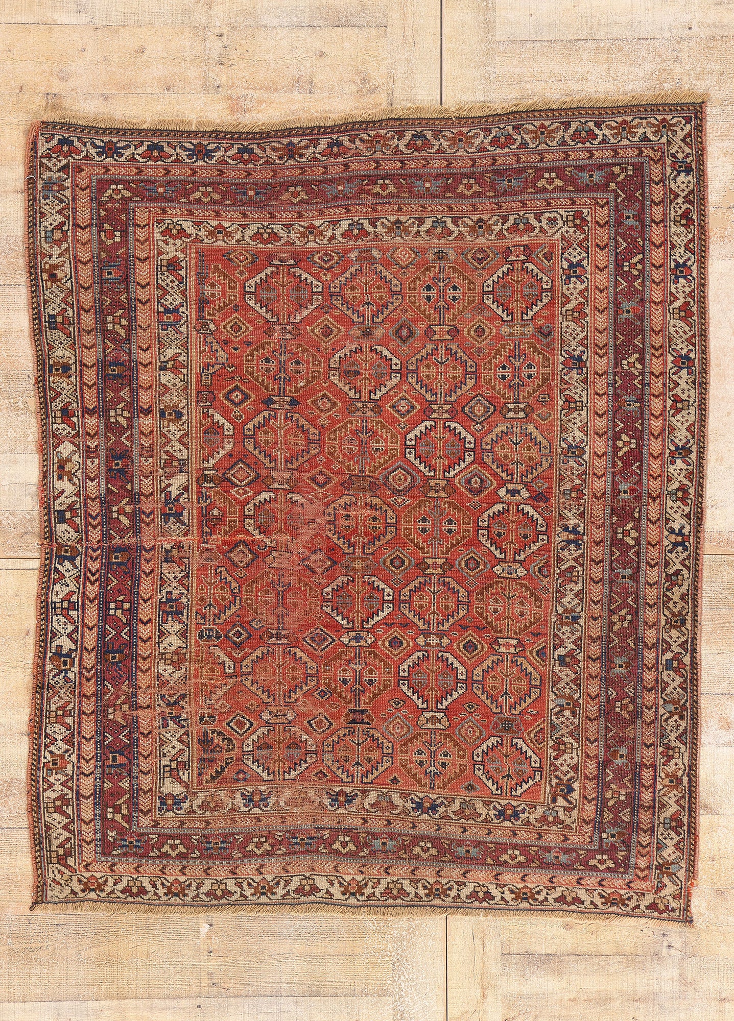 4 x 5 - Rust Antique Kazak Rug - 79453
