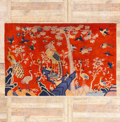8 x 5 - Red Vintage Chinese Art Deco Rug - 79455