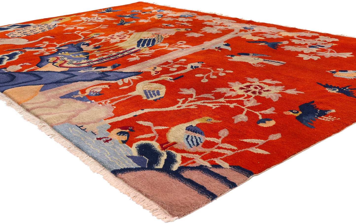 8 x 5 - Red Vintage Chinese Art Deco Rug - 79455