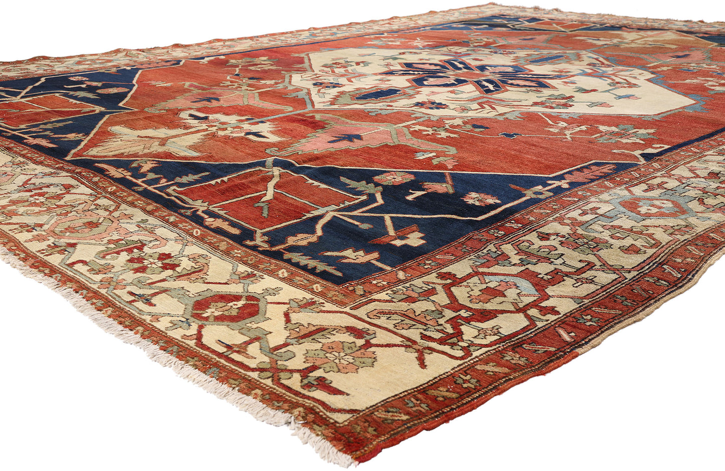 10 x 13 - Red Antique Persian Serapi Rug - 79456