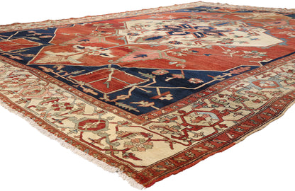 10 x 13 - Red Antique Persian Serapi Rug - 79456