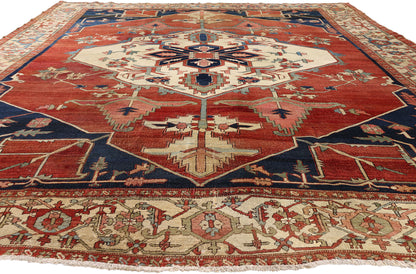 10 x 13 - Red Antique Persian Serapi Rug - 79456