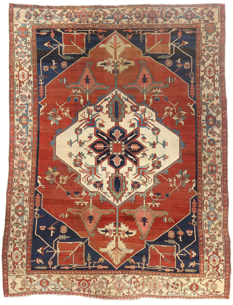 10 x 13 - Red Antique Persian Serapi Rug - 79456