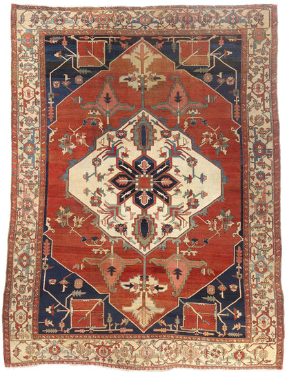 10 x 13 - Red Antique Persian Serapi Rug - 79456