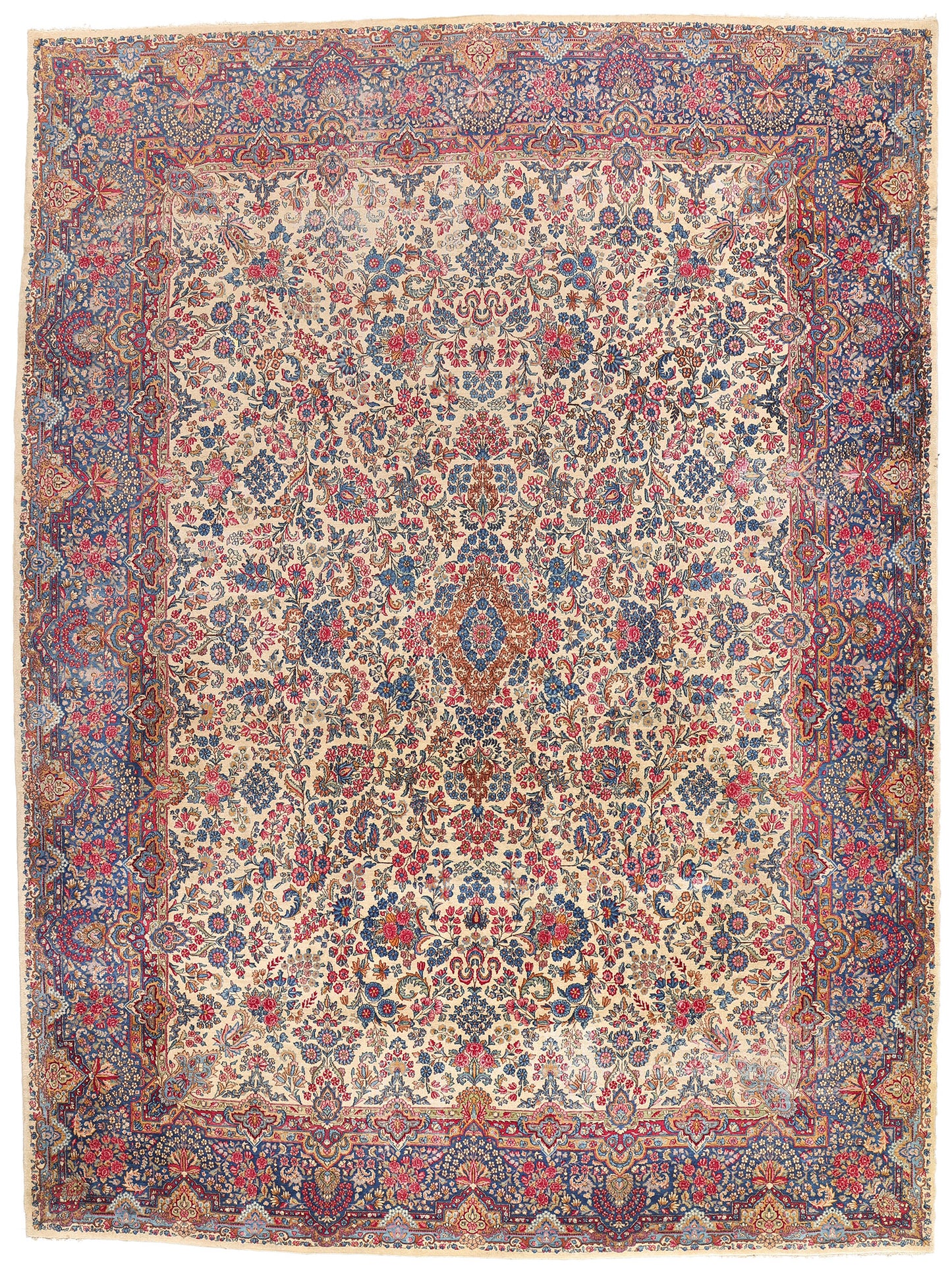 12 x 16 - Ivory Antique Kerman Rug - 79458
