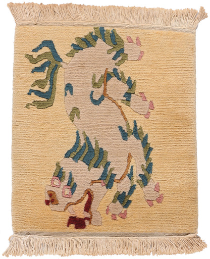 1 x 2 - Beige Vintage Tibetan Rug - 79459