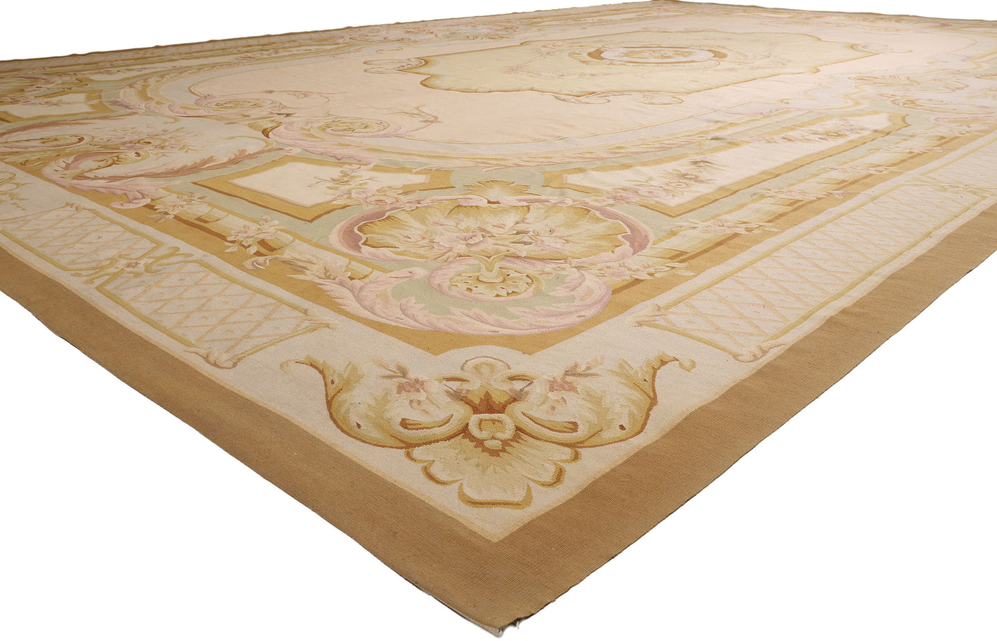 15 x 24 - Beige Vintage Aubusson Rug - 79473