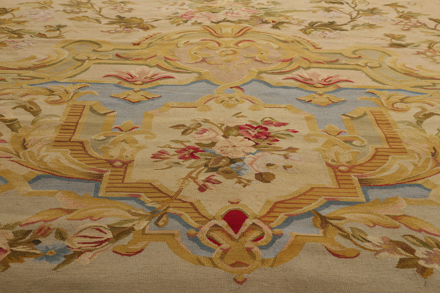 14 x 26 - Beige Vintage Aubusson Rug - 79474