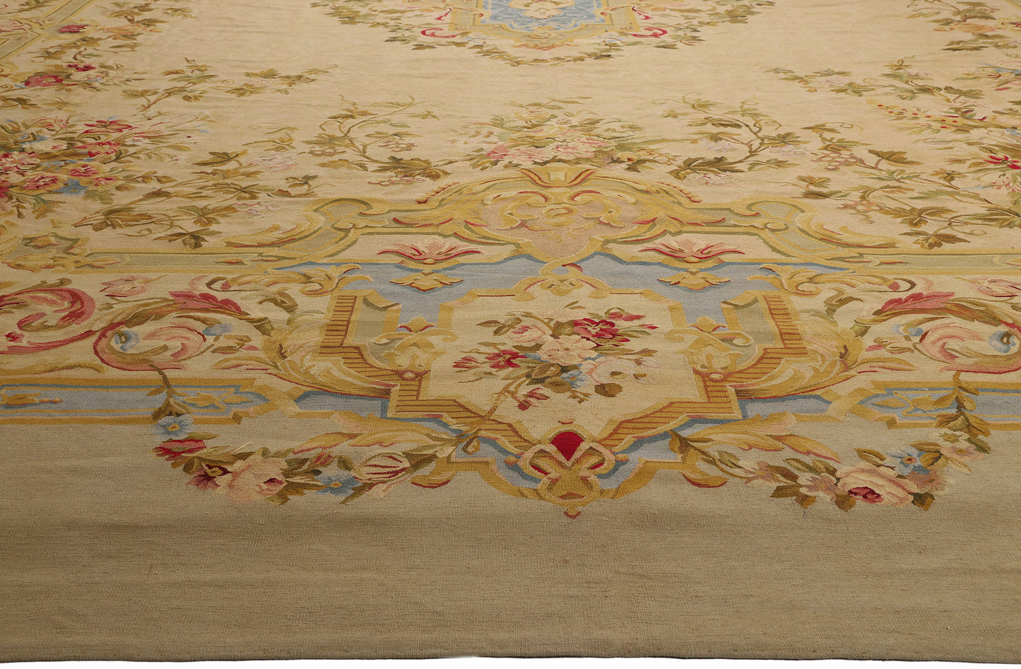 14 x 26 - Beige Vintage Aubusson Rug - 79474