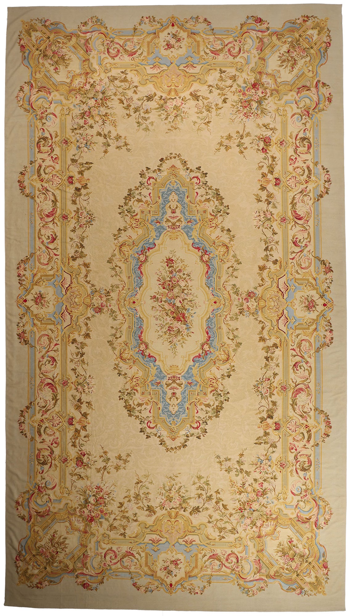 14 x 26 - Beige Vintage Aubusson Rug - 79474