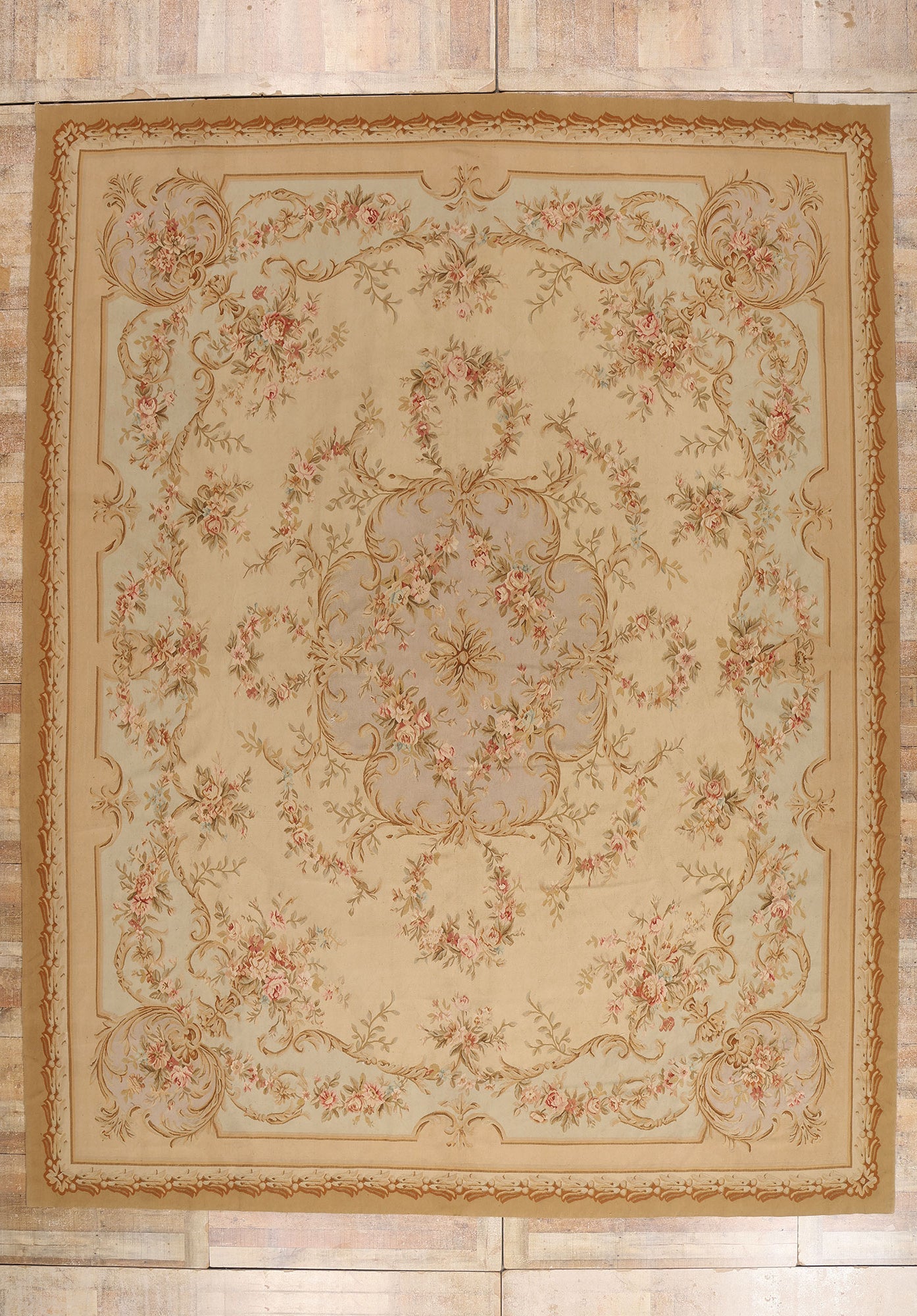 12 x 15 - Beige Vintage Aubusson Rug - 79475