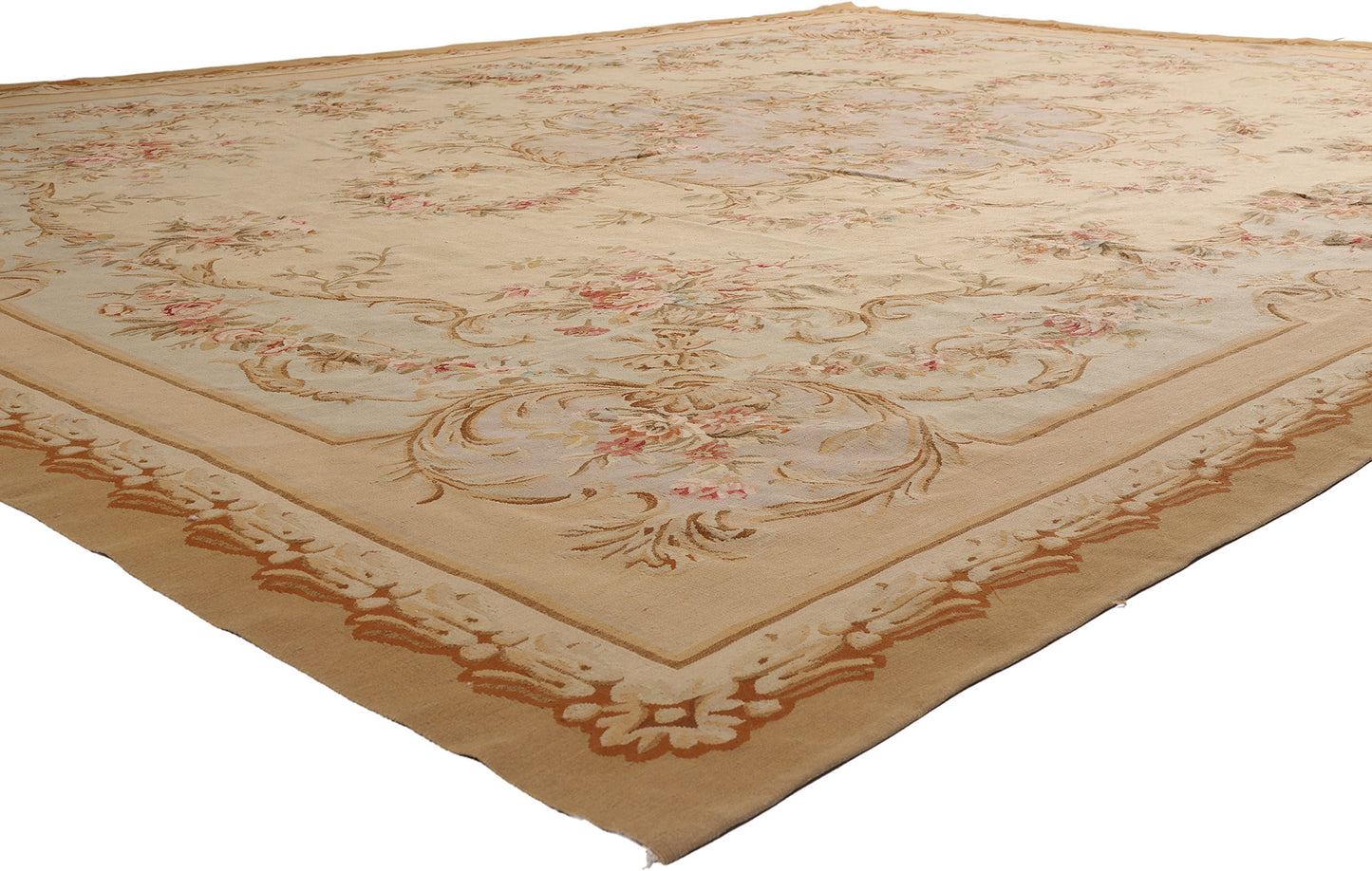 12 x 15 - Beige Vintage Aubusson Rug - 79475