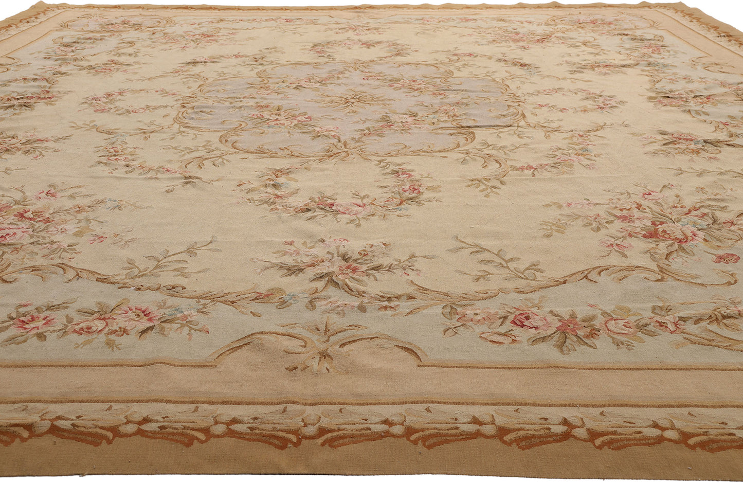12 x 15 - Beige Vintage Aubusson Rug - 79475