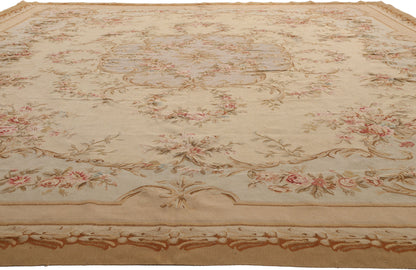12 x 15 - Beige Vintage Aubusson Rug - 79475