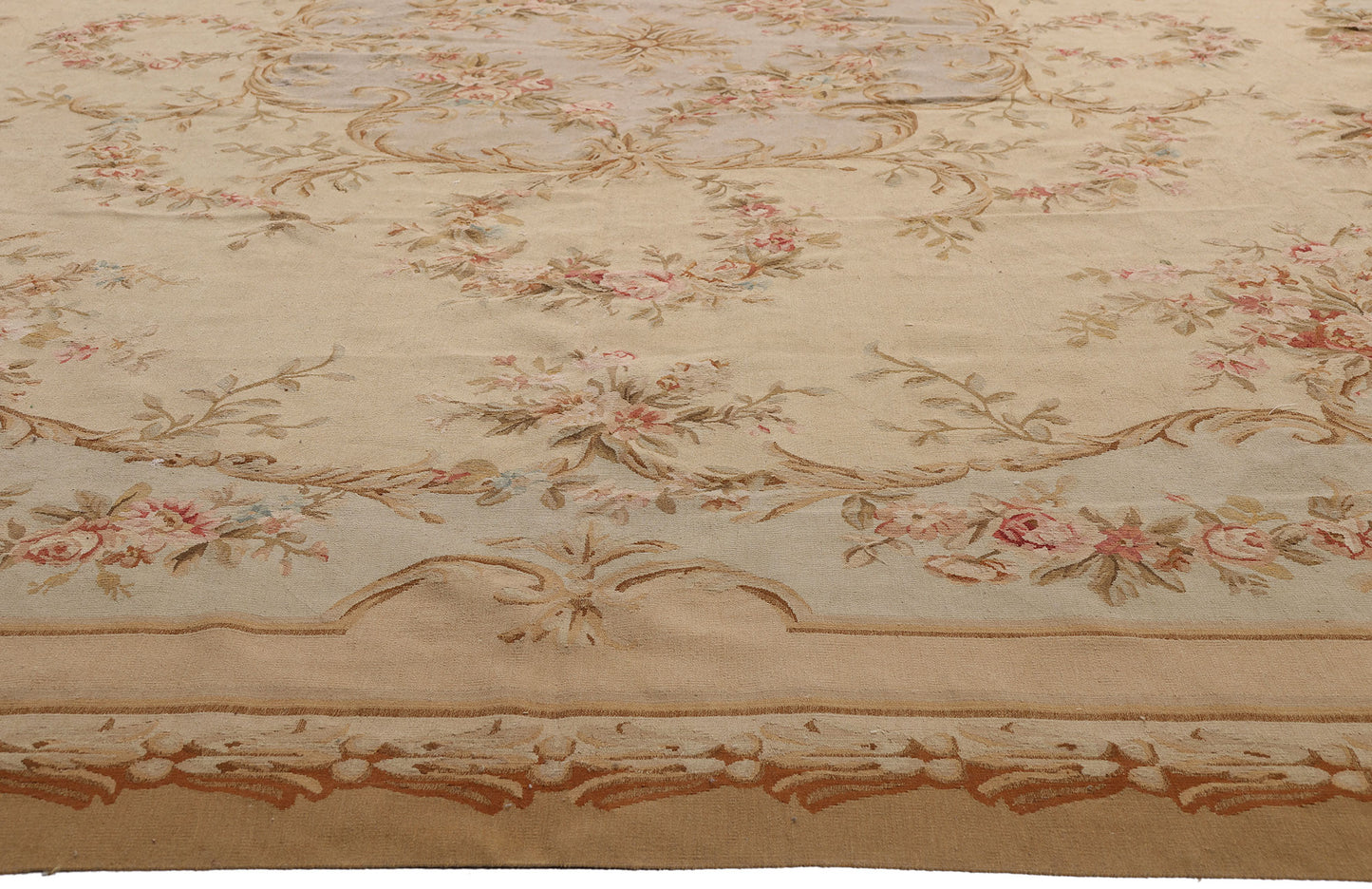 12 x 15 - Beige Vintage Aubusson Rug - 79475
