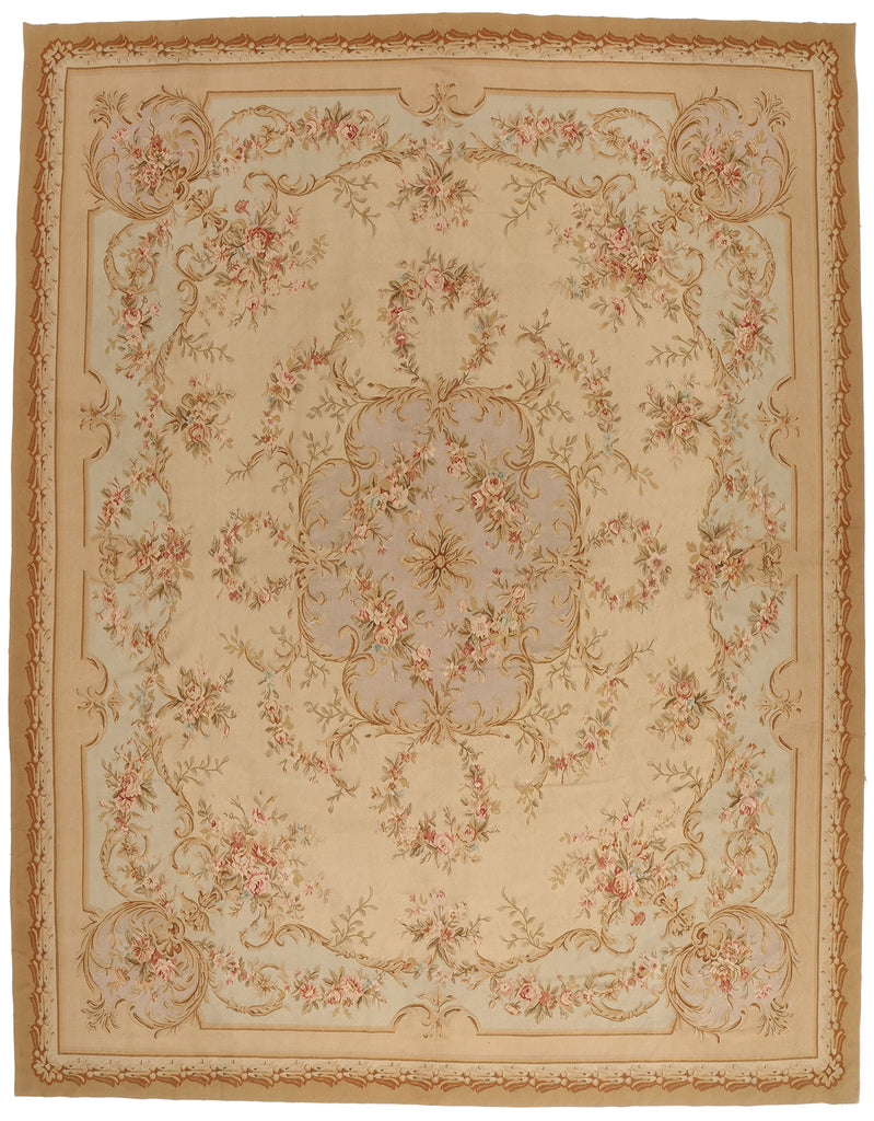 12 x 15 - Beige Vintage Aubusson Rug - 79475