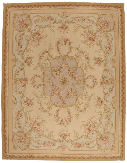 12 x 15 - Beige Vintage Aubusson Rug - 79475
