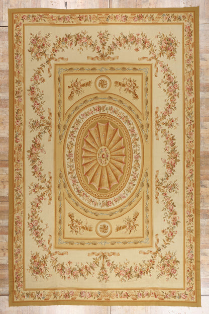11 x 18 - Beige Vintage Aubusson Rug - 79476