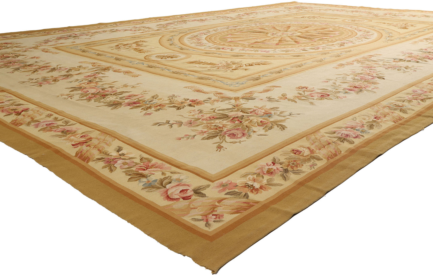 11 x 18 - Beige Vintage Aubusson Rug - 79476
