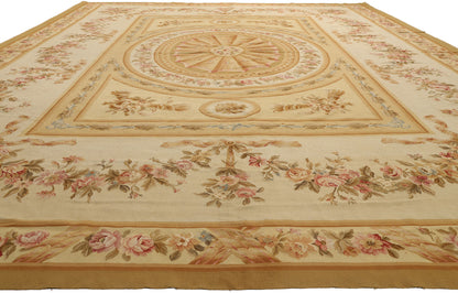 11 x 18 - Beige Vintage Aubusson Rug - 79476