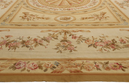 11 x 18 - Beige Vintage Aubusson Rug - 79476