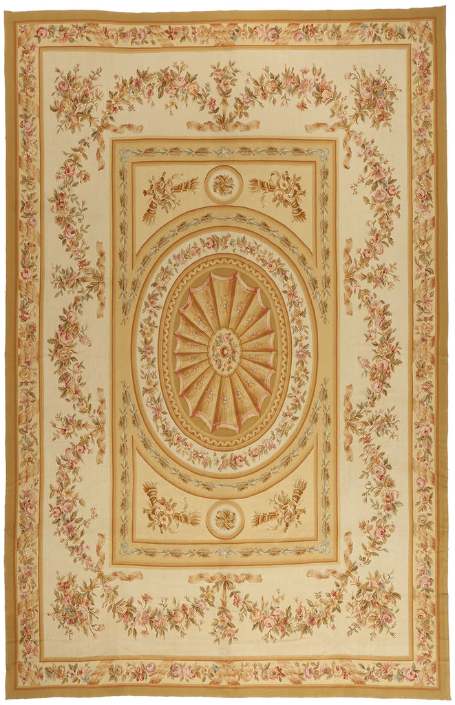 11 x 18 - Beige Vintage Aubusson Rug - 79476