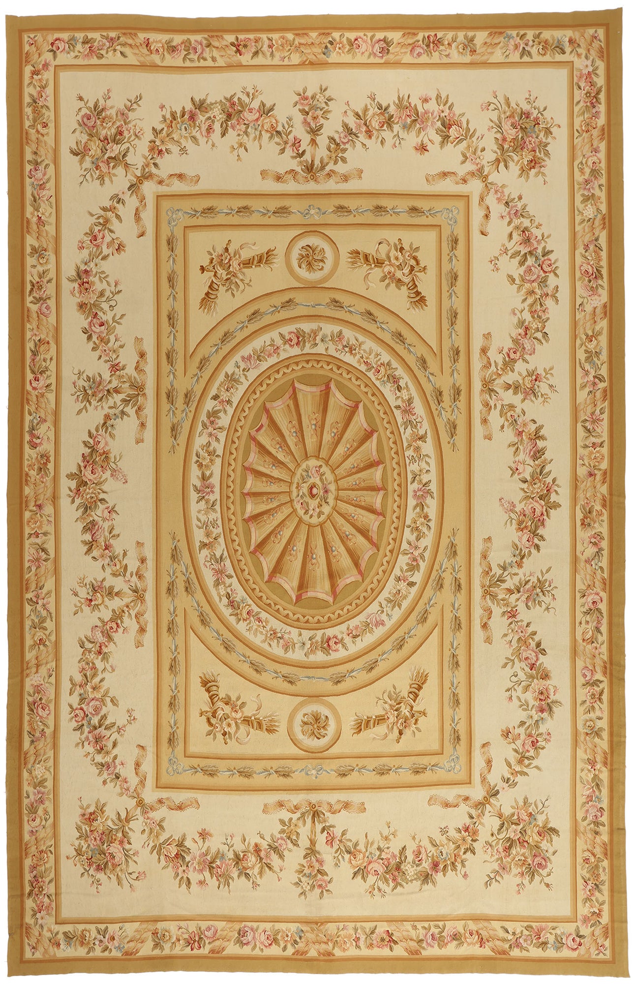 11 x 18 - Beige Vintage Aubusson Rug - 79476