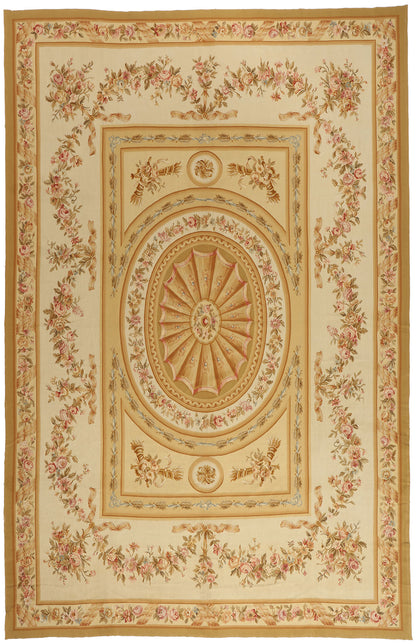 11 x 18 - Beige Vintage Aubusson Rug - 79476