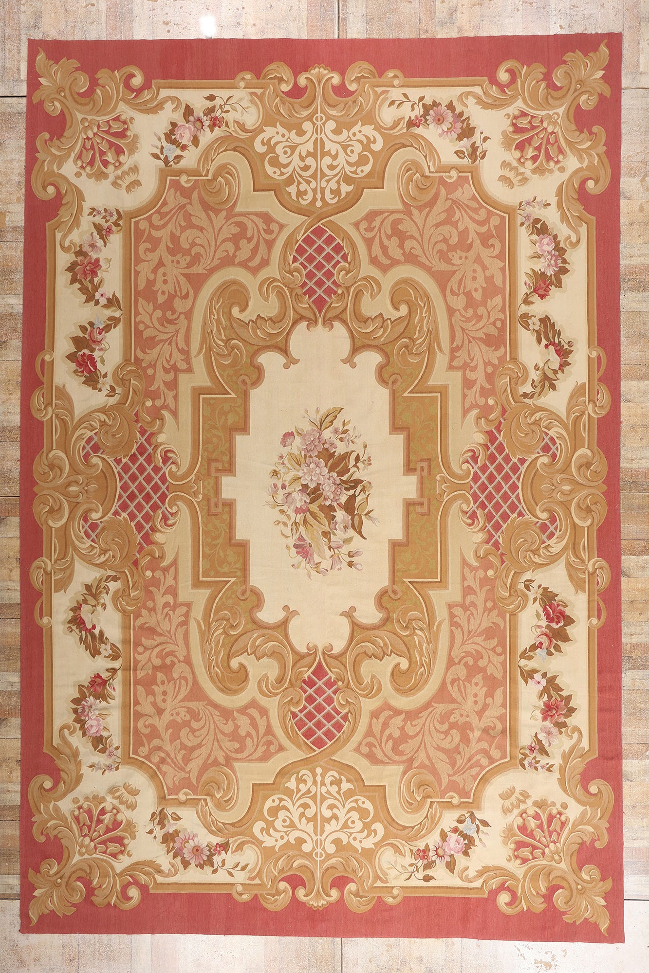 12 x 18 - Pink Vintage Aubusson Rug - 79477