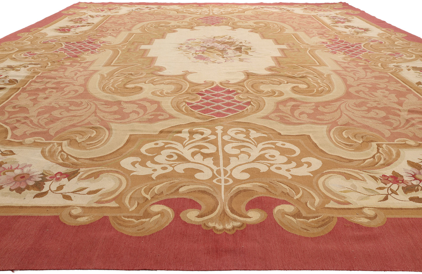 12 x 18 - Pink Vintage Aubusson Rug - 79477