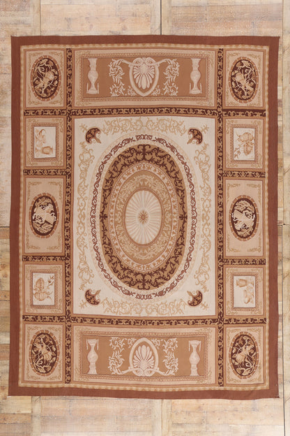 9 x 12 - Brown Vintage Aubusson Rug - 79478