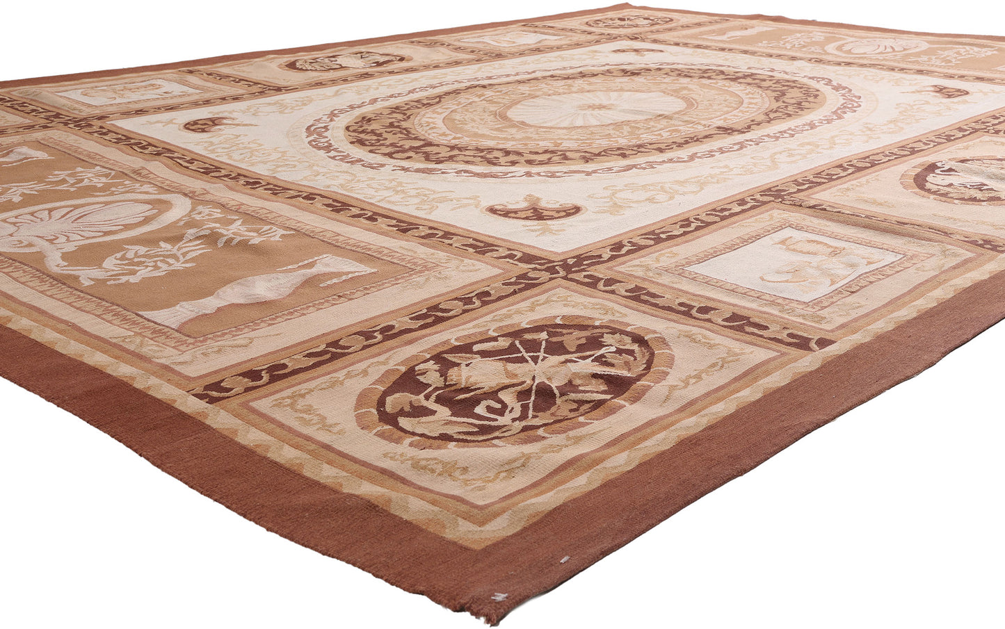 9 x 12 - Brown Vintage Aubusson Rug - 79478