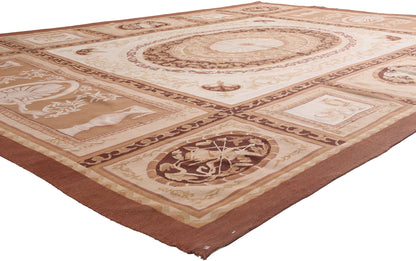 9 x 12 - Brown Vintage Aubusson Rug - 79478