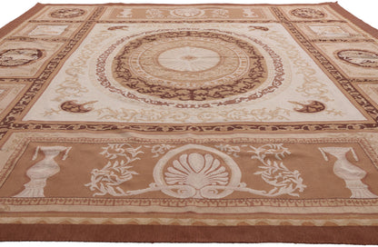 9 x 12 - Brown Vintage Aubusson Rug - 79478
