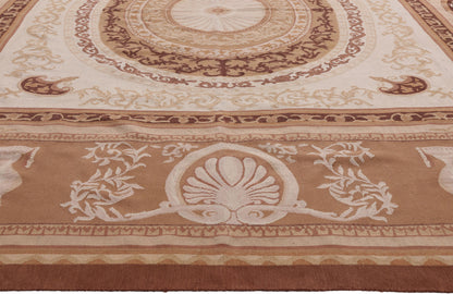 9 x 12 - Brown Vintage Aubusson Rug - 79478