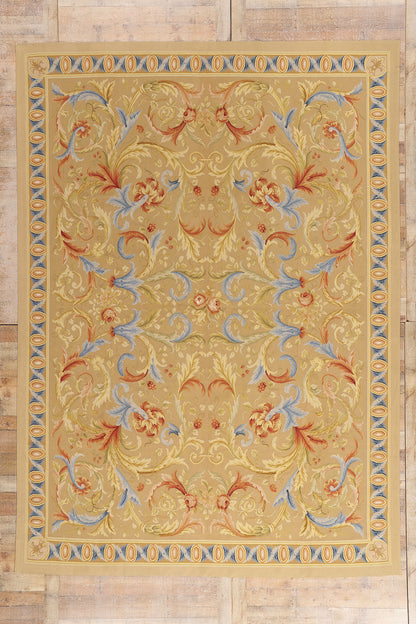 9 x 12 - Tan Vintage Aubusson Rug - 79479