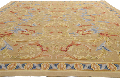 9 x 12 - Tan Vintage Aubusson Rug - 79479