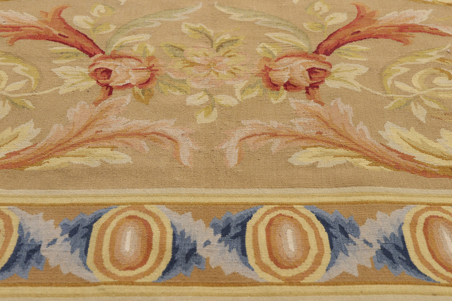 9 x 12 - Tan Vintage Aubusson Rug - 79479