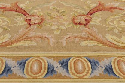 9 x 12 - Tan Vintage Aubusson Rug - 79479