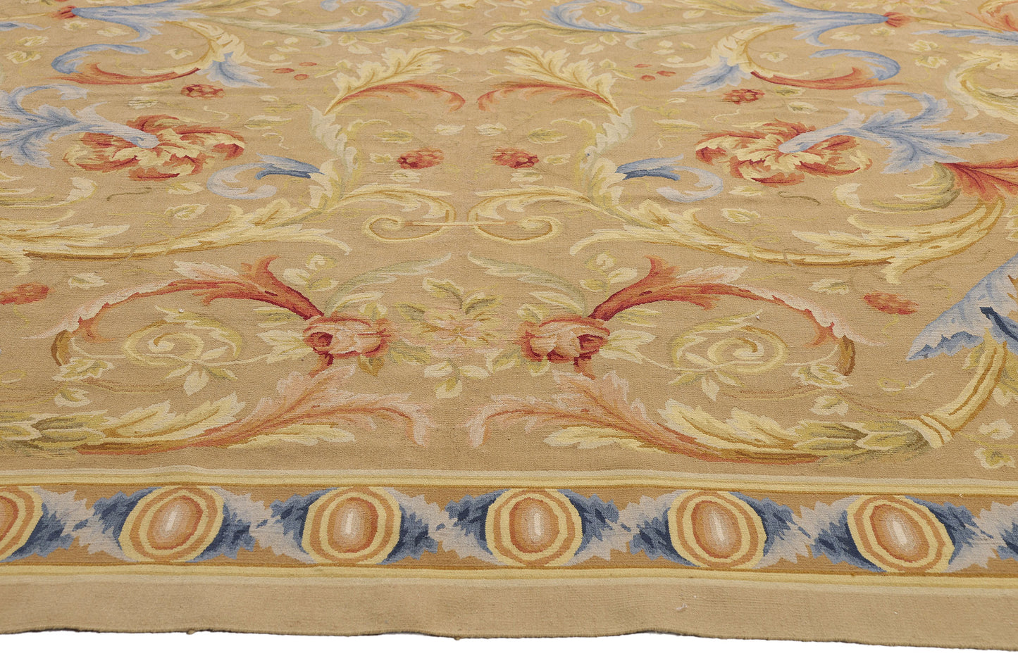9 x 12 - Tan Vintage Aubusson Rug - 79479