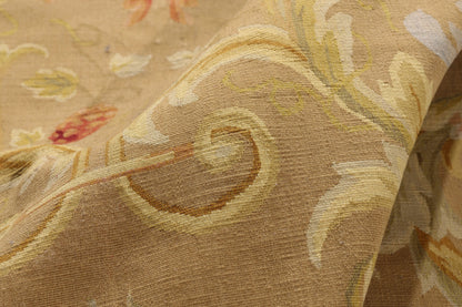 9 x 12 - Tan Vintage Aubusson Rug - 79479