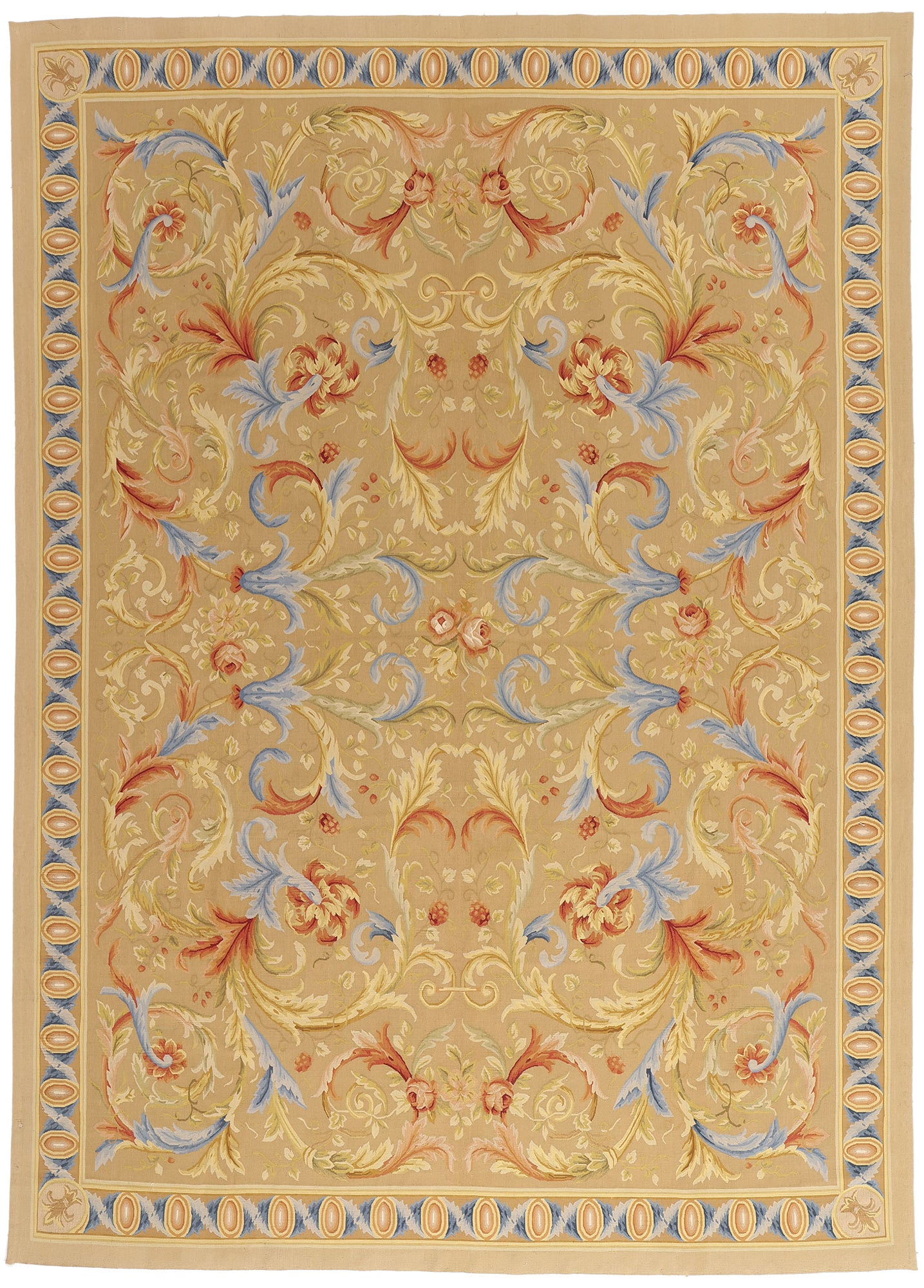 9 x 12 - Tan Vintage Aubusson Rug - 79479