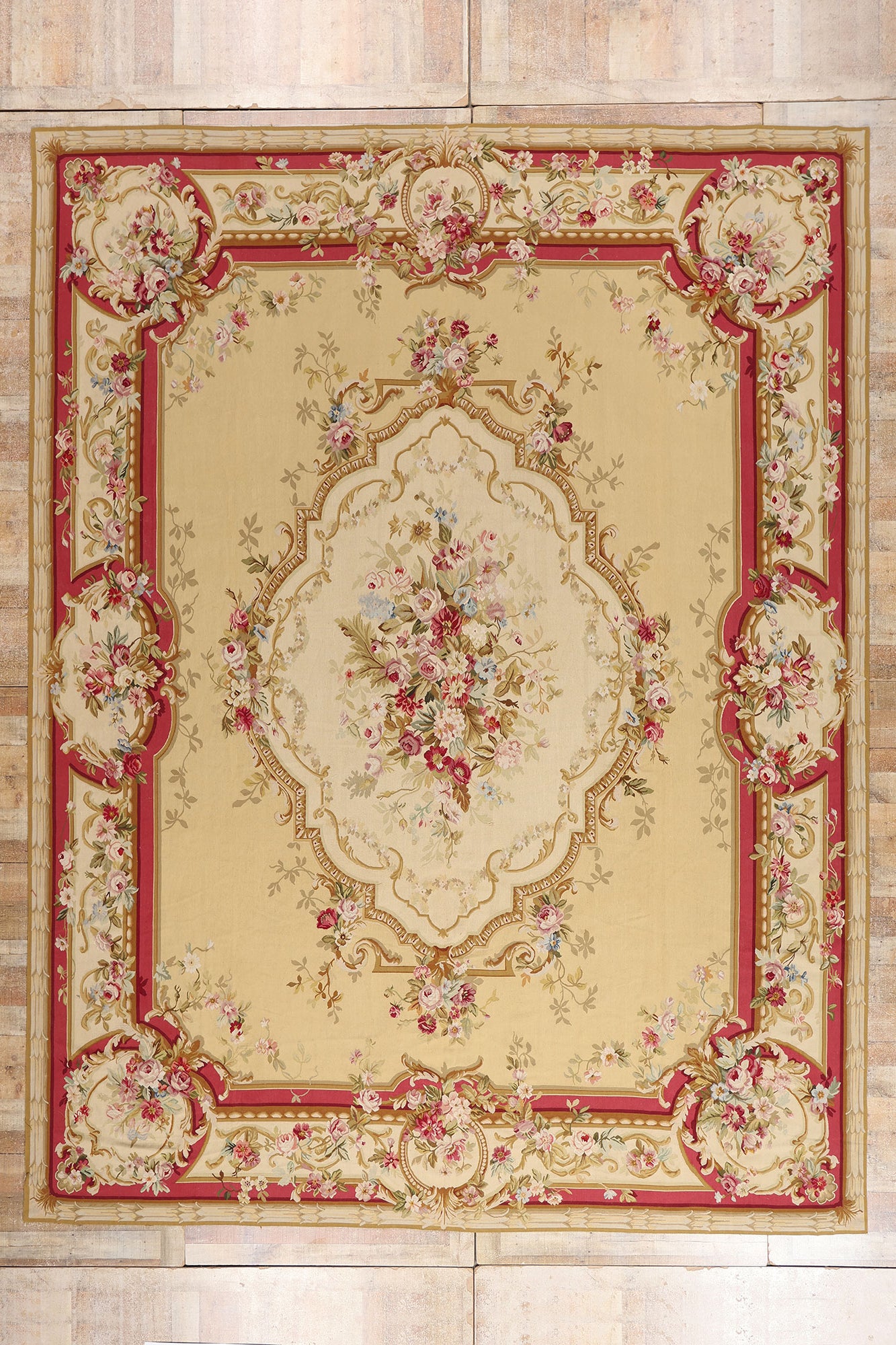 12 x 15 - Tan Vintage Aubusson Rug - 79480
