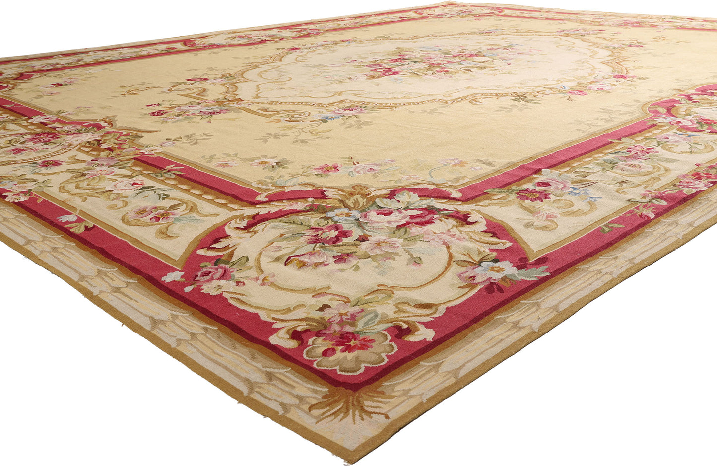 12 x 15 - Tan Vintage Aubusson Rug - 79480