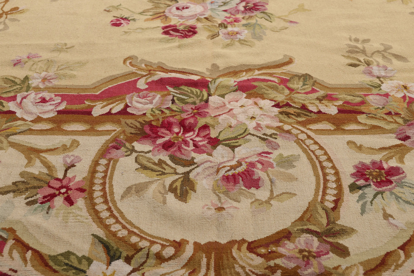 12 x 15 - Tan Vintage Aubusson Rug - 79480
