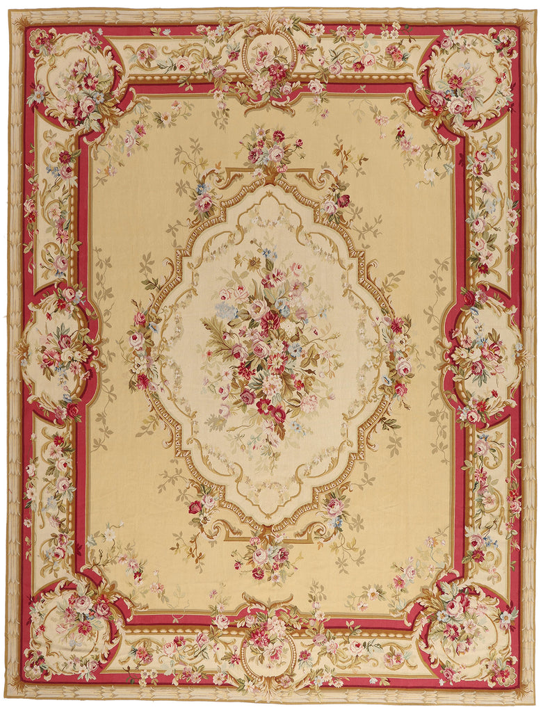 12 x 15 - Tan Vintage Aubusson Rug - 79480